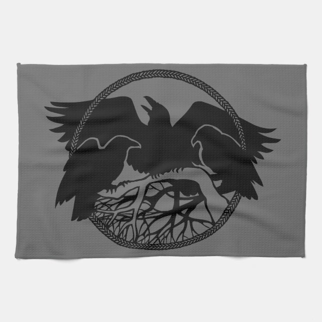 Raven Towel First Nations Raven Art Tea Towel Gift (Horizontal)