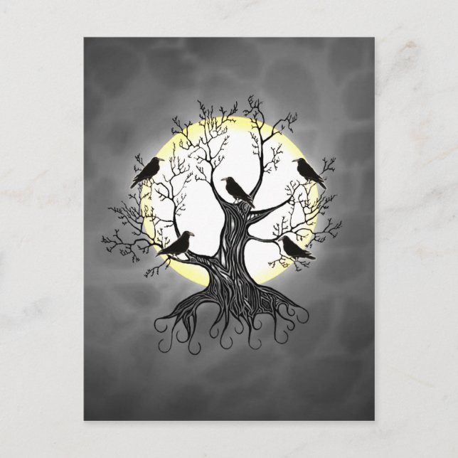 Raven Tree with Moon Postcard (Front)