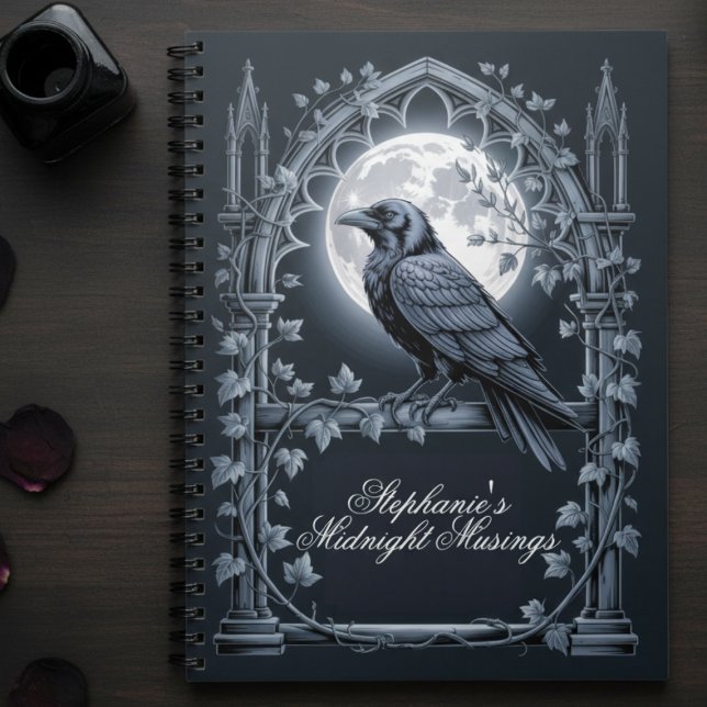 Raven Under Moon Gothic Midnight Journal (Gothic raven personalized journal)