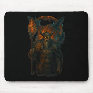 Raven Viking Halloween Design Norse Sorcerer Moon  Mouse Pad