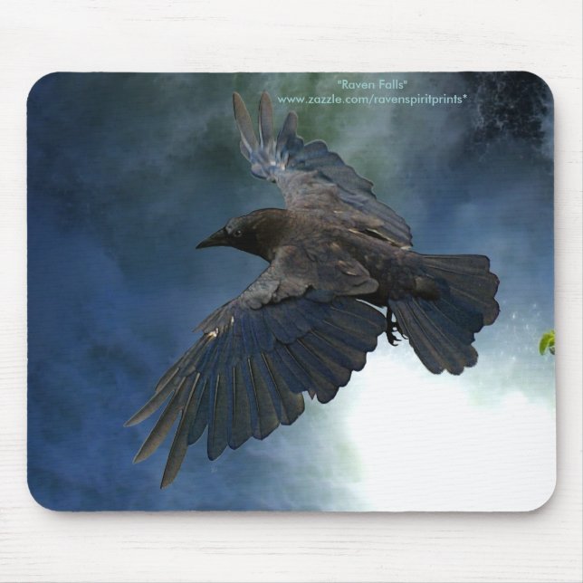 RAVEN & WATER FALL Nature Mousepad (Front)