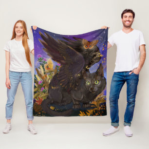 Raven Winged Autumn Magic Cat Fleece Blanket