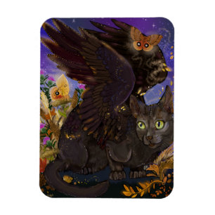 Raven Winged Autumn Magic Cat Magnet