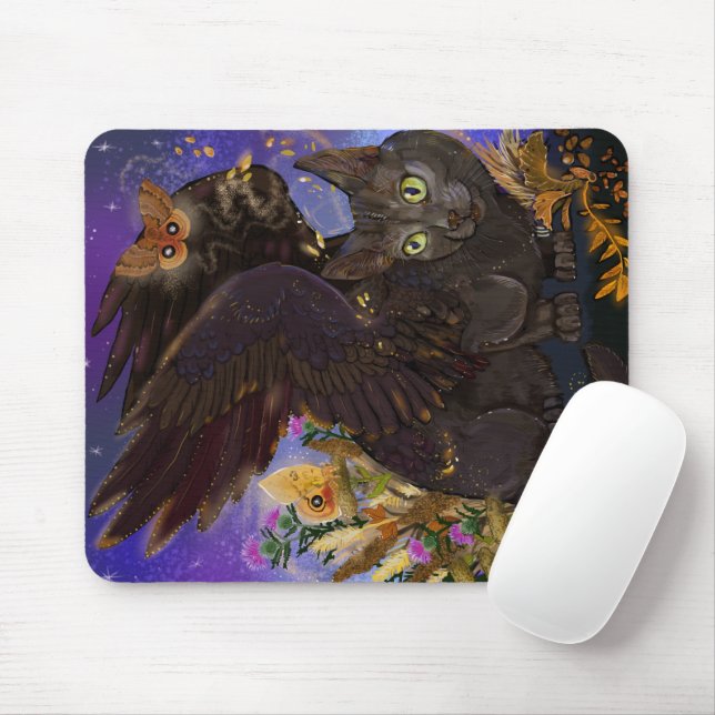 Raven Winged Autumn Magic Cat Mouse Pad (With Mouse)