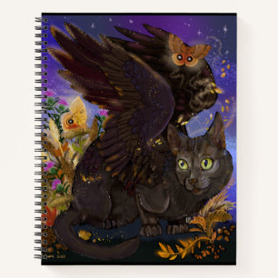 Raven Winged Autumn Magic Cat sketchbook Notebook