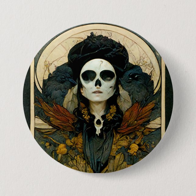 Raven Witch Fantasy Horror Goth Gothic 7.5 Cm Round Badge (Front)