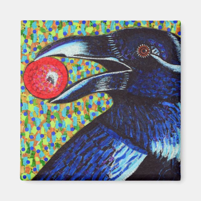 Raven with Berry Magnet (Front)