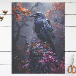 Raven with Colourful Autumn Foliage Decoupage Tissue Paper