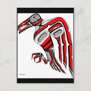 raven with sun postcard