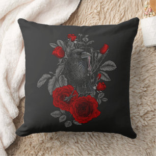 Raven with the key and roses cushion