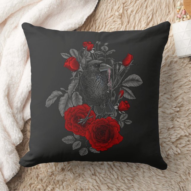 Raven with the key and roses cushion (Blanket)