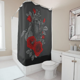 Raven with the key and roses shower curtain