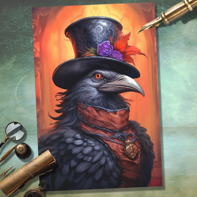 Raven with Top Hat 2 Decoupage Paper (Creator Uploaded)