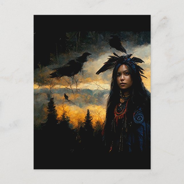 Raven woman  postcard (Front)