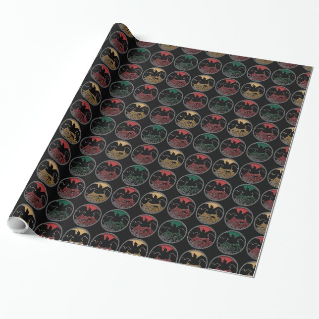 Raven Wrapping Paper Native Raven Christmas Paper (Unrolled)