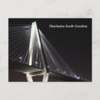 Ravenel Bridge at Night, Charleston SC, postcard