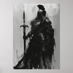Ravenn Warrior in Heavy Black Plate Armour Poster