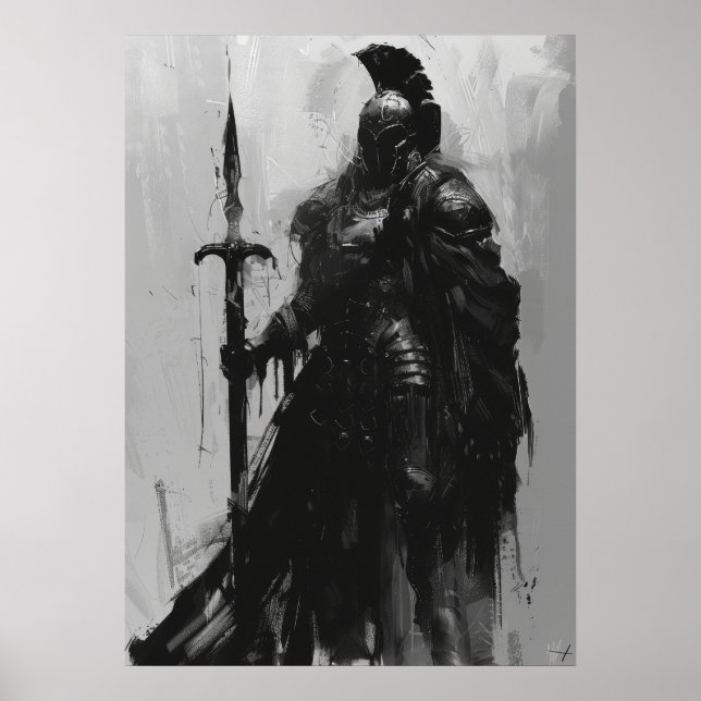 Ravenn Warrior in Heavy Black Plate Armour Poster (Front)