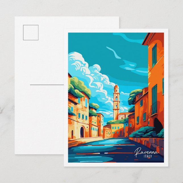 Ravenna Italy Art Vintage Travel Illustration Postcard (Front/Back)