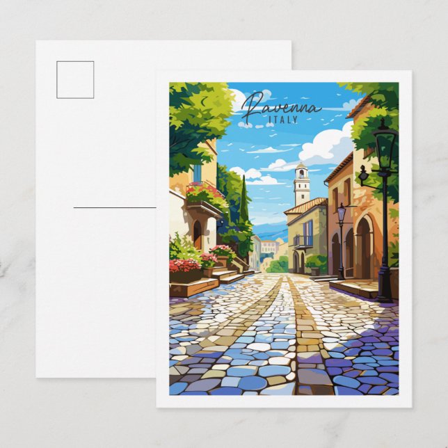 Ravenna Italy vintage travel illustration Postcard (Front/Back)
