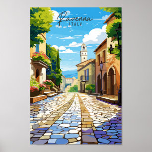 Ravenna Italy vintage travel illustration Poster