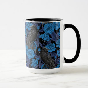 Ravens and  blue roses mug