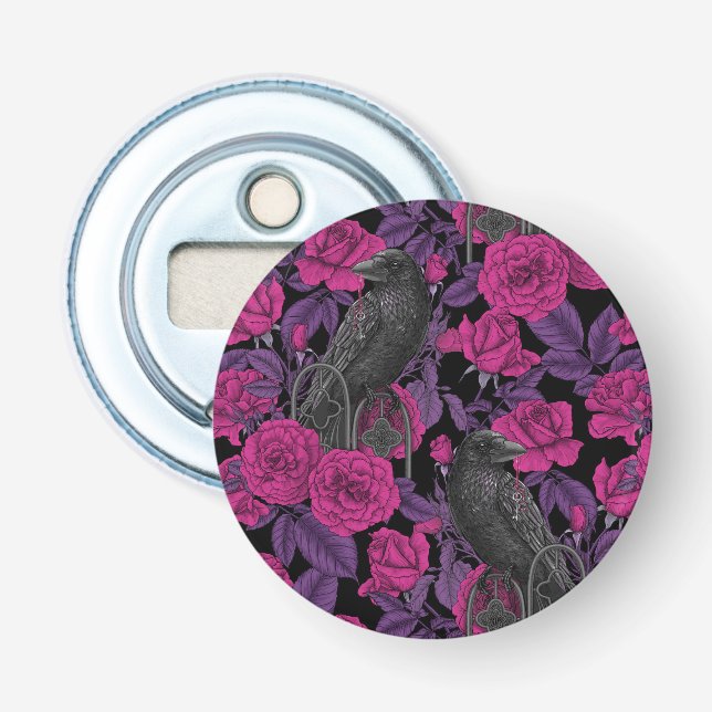 Ravens and pink roses bottle opener (Front)