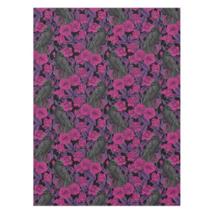 Ravens and pink roses tablecloth
