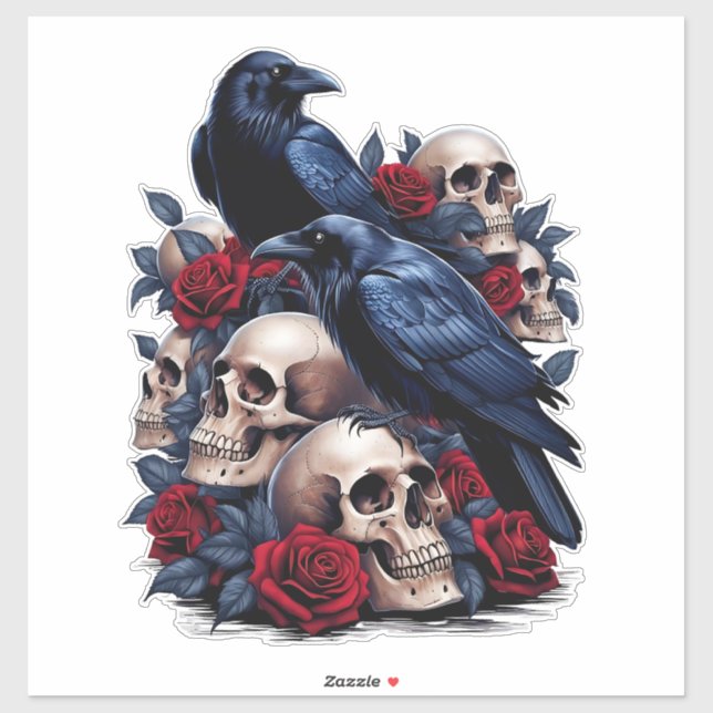 Ravens and Roses: Gothic Skull Design (Sheet)