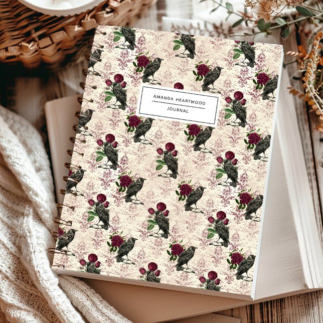 Ravens and Roses Personalised Vintage Gothic Notebook (Creator Uploaded)