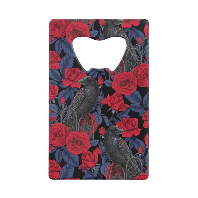 Ravens and roses with dark blue leaves (Front)