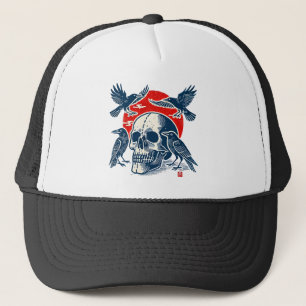 Ravens and Skull Trucker Hat
