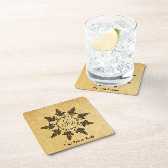 Ravens Circle Dance Square Paper Coaster (Insitu)