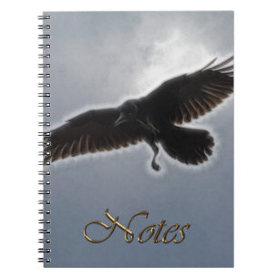 Raven's Descent Fractal Print Spiral Notebook