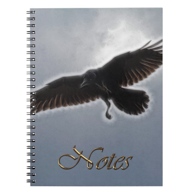 Raven's Descent Fractal Print Spiral Notebook (Front)