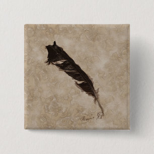 Raven's Feather Bird-lover Crow design 15 Cm Square Badge