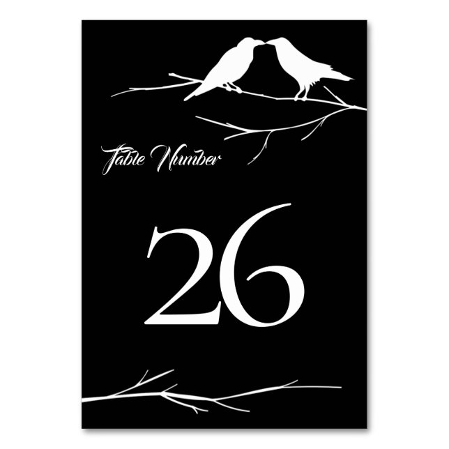 Ravens Gothic Wedding Table Number (Back)