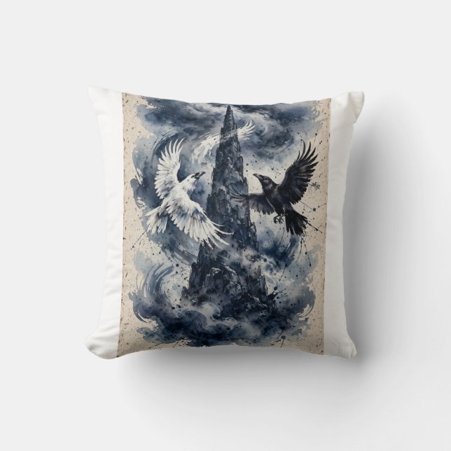 Ravens Hundredth Stratum Pillow — Gothic Decor (Front)