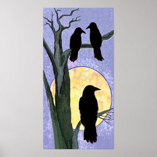 Ravens in a Tree at Sunrise Poster (Front)