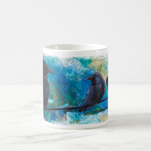 Ravens on a Wire Mug