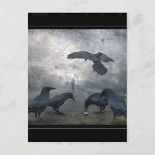 Ravens play with lost Time Postcard