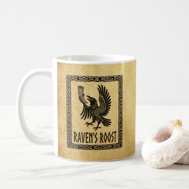 Raven's Roost Pub Wick Scotland Coffee Mug (With Donut)