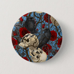 Raven's secret. Dark and moody gothic illustration 6 Cm Round Badge