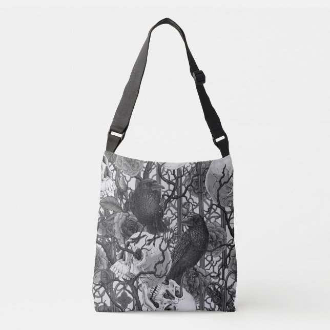 Raven's secret. Dark and moody gothic illustration Crossbody Bag (Front)