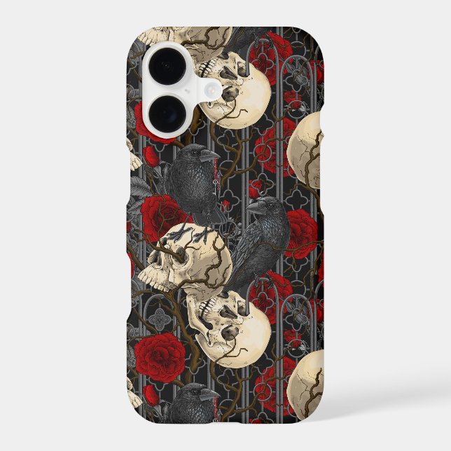 Raven's secret. Dark and moody gothic illustration iPhone Case (Back)