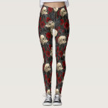 Raven's secret. Dark and moody gothic illustration Leggings<br><div class="desc">Hand-painted gothic design,  featuring raven birds,  sculls and roses,  seamless pattern</div>