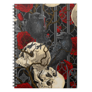 Raven's secret. Dark and moody gothic illustration Notebook