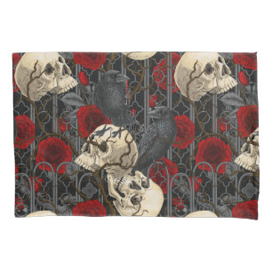 Raven's secret. Dark and moody gothic illustration Pillowcase