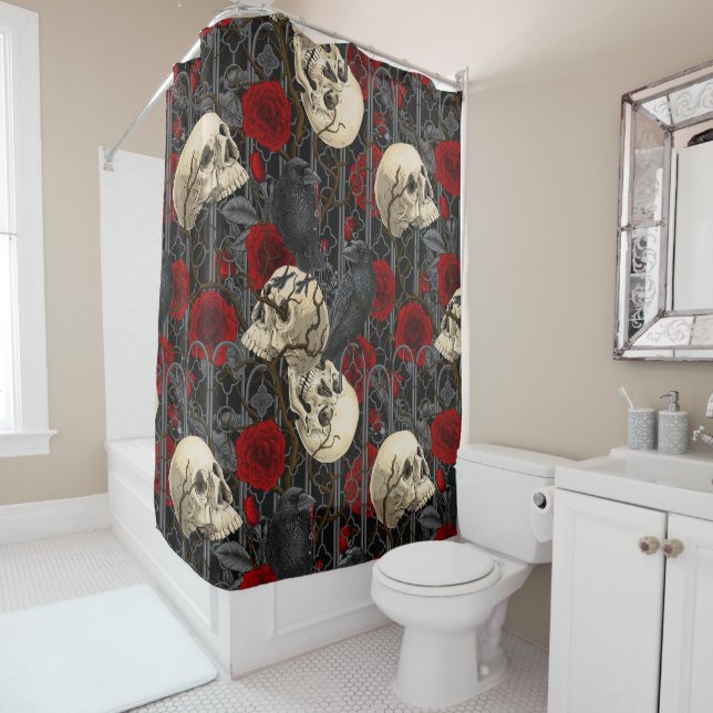 Raven's secret. Dark and moody gothic illustration Shower Curtain (In Situ)
