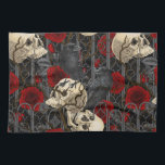 Raven's secret. Dark and moody gothic illustration Tea Towel<br><div class="desc">Hand-painted gothic design,  featuring raven birds,  sculls and roses,  seamless pattern</div>